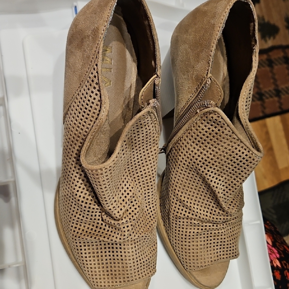 MIA Tan Perforated Mules